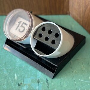 1970’s Vintage flip calendar desk organizer Space Age Flip Perpetual black white